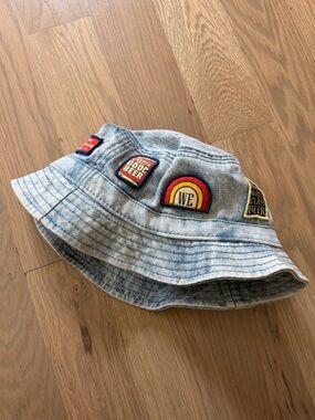 New Belgium | Light Blue Denim Bucket Hat with Multicolor Patches